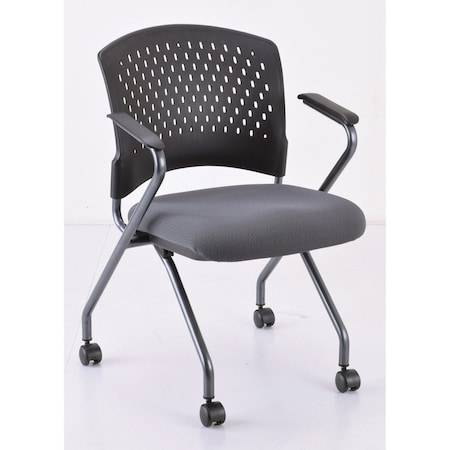 Officesource Perch Collection Nesting Chair with Arms and Casters, Titanium Frame OSSN6953FGR